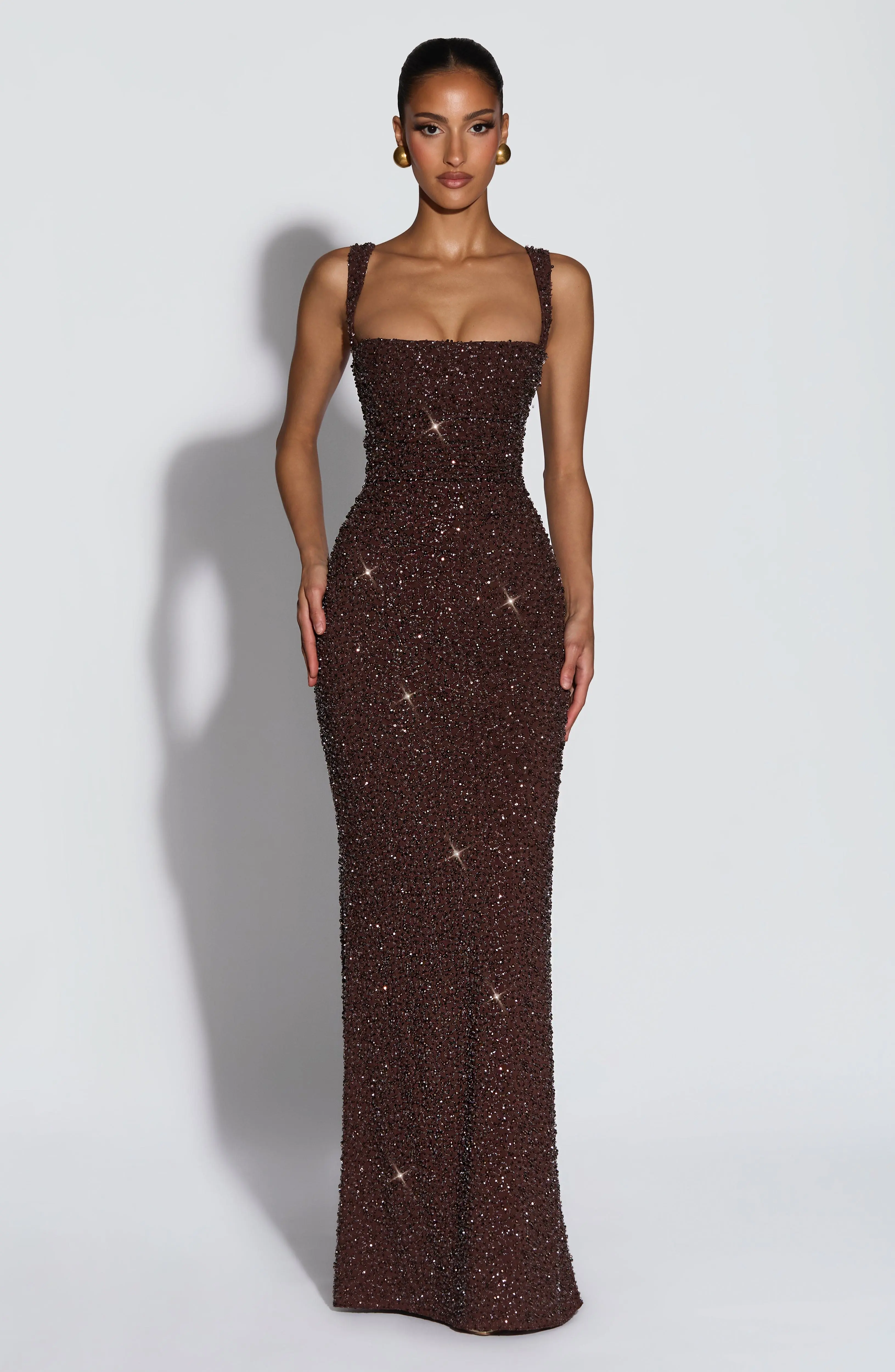 Calanthe Maxi Dress - Plum Brown Sparkle - Image 2