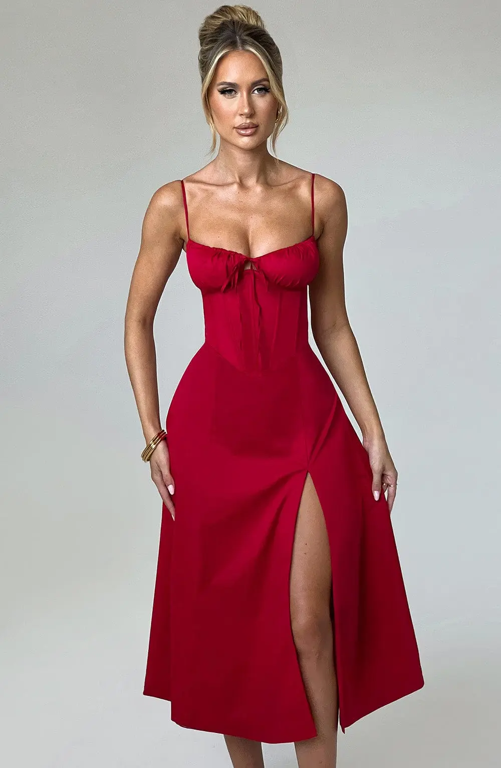 Deanna Midi Dress - Red - Image 12