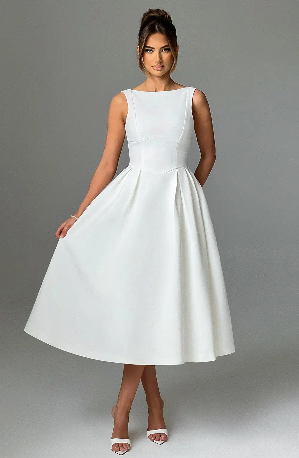 Clarabella Midi Dress - Ivory - Image 4