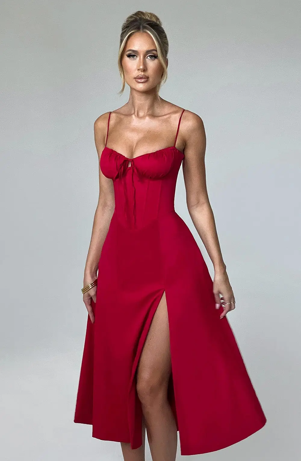 Deanna Midi Dress - Red - Image 11