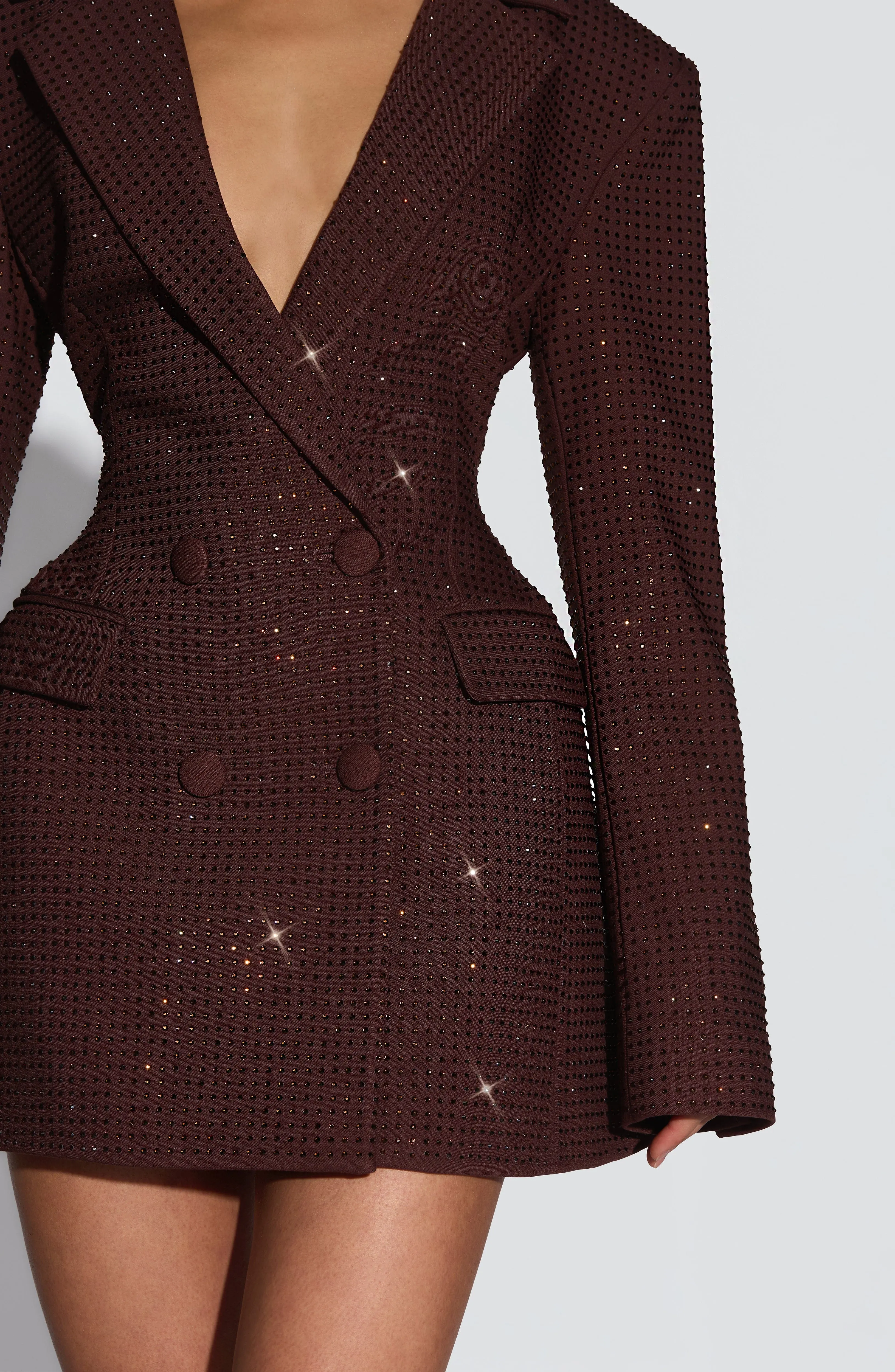Elvira Mini Dress - Plum Brown Sparkle - Image 4