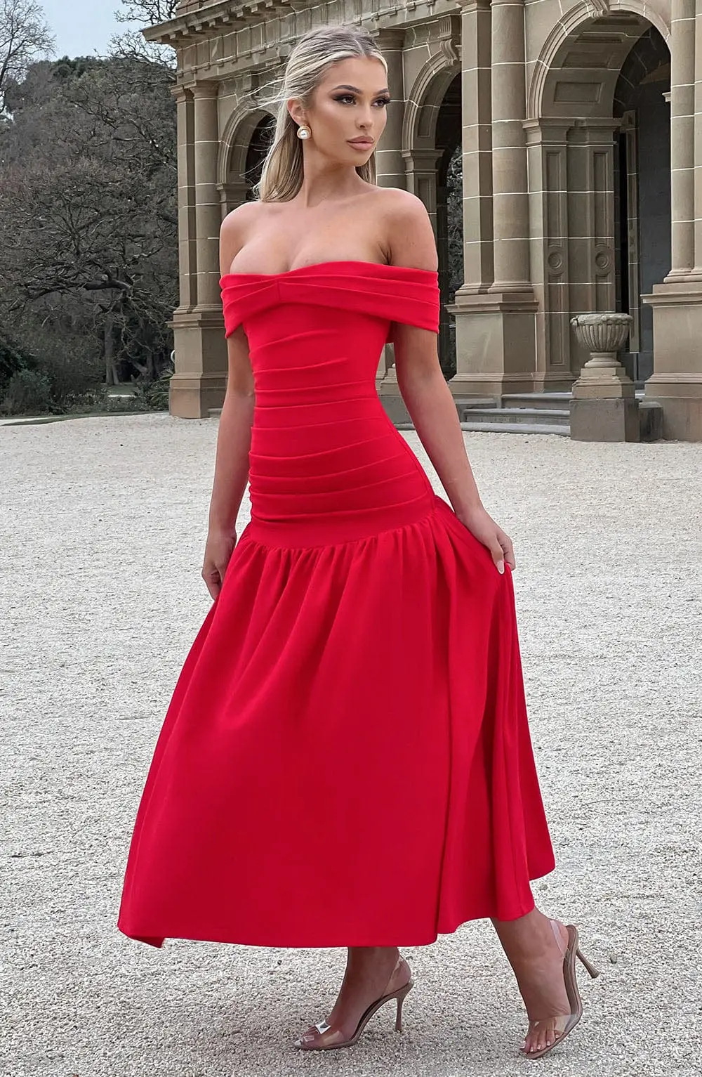 Wilhelmina Midaxi Dress - Red - Image 2