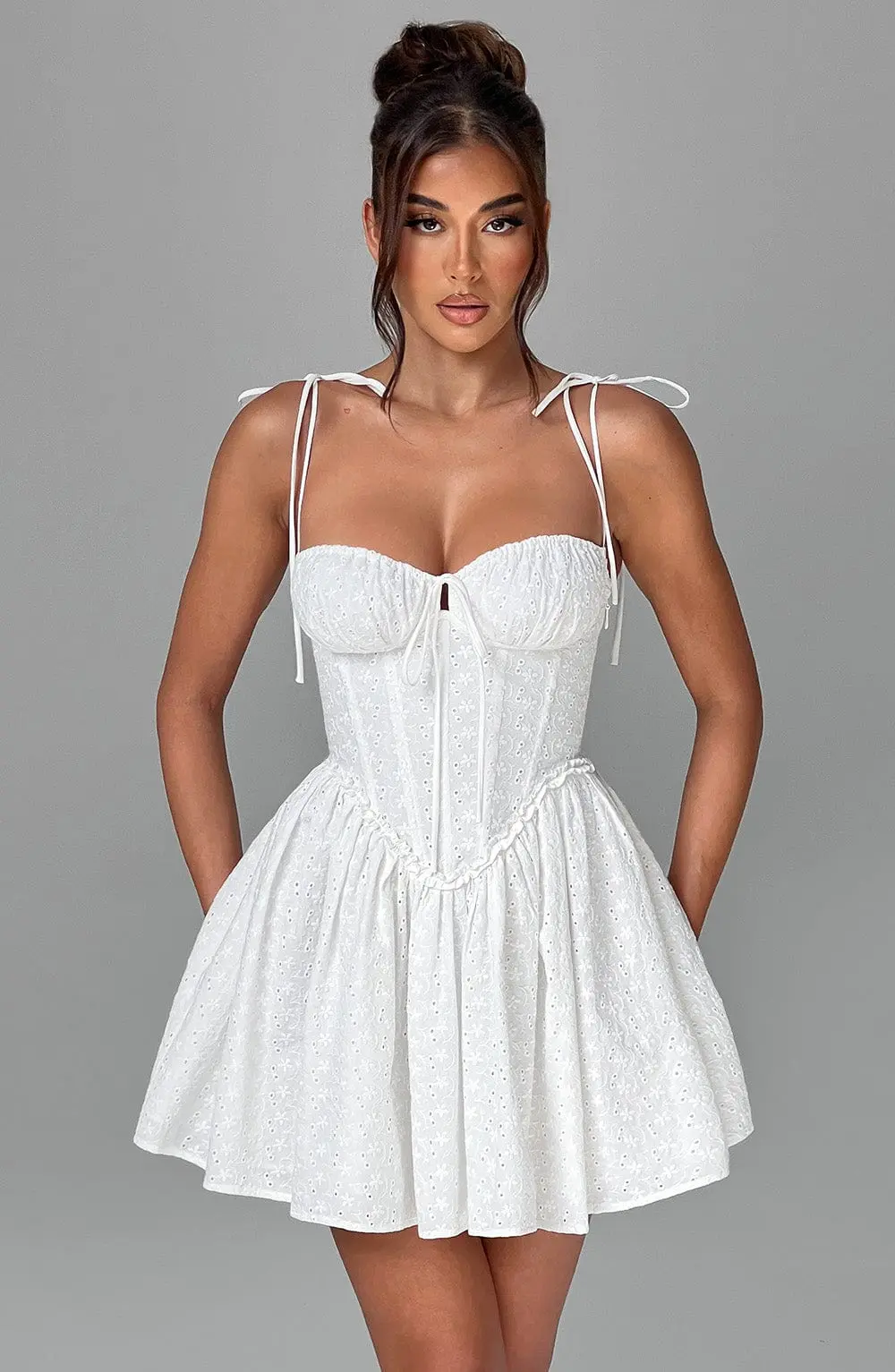 Phoebe Mini Dress - Ivory - Image 6