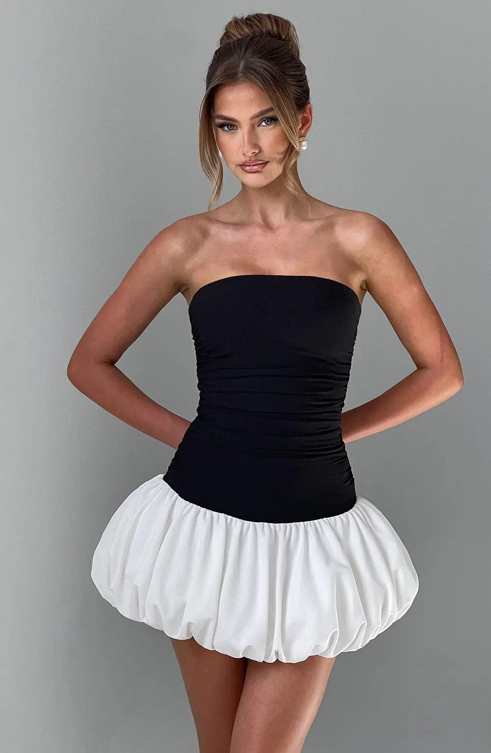 Gemma Mini Dress - Black/White - Image 11