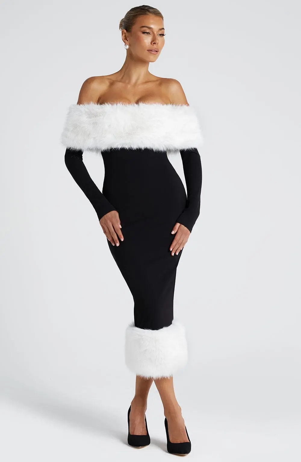 Vittoria Midi Dress - Black/White - Image 2