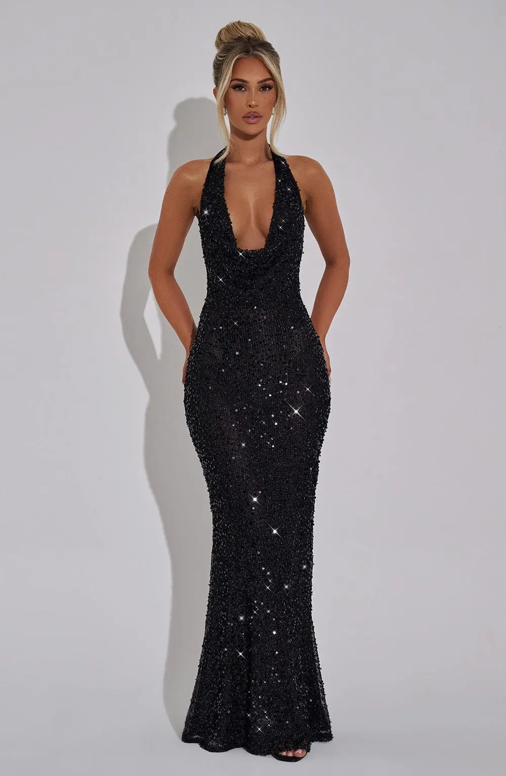 Lorena Maxi Dress - Black Lined - Image 8