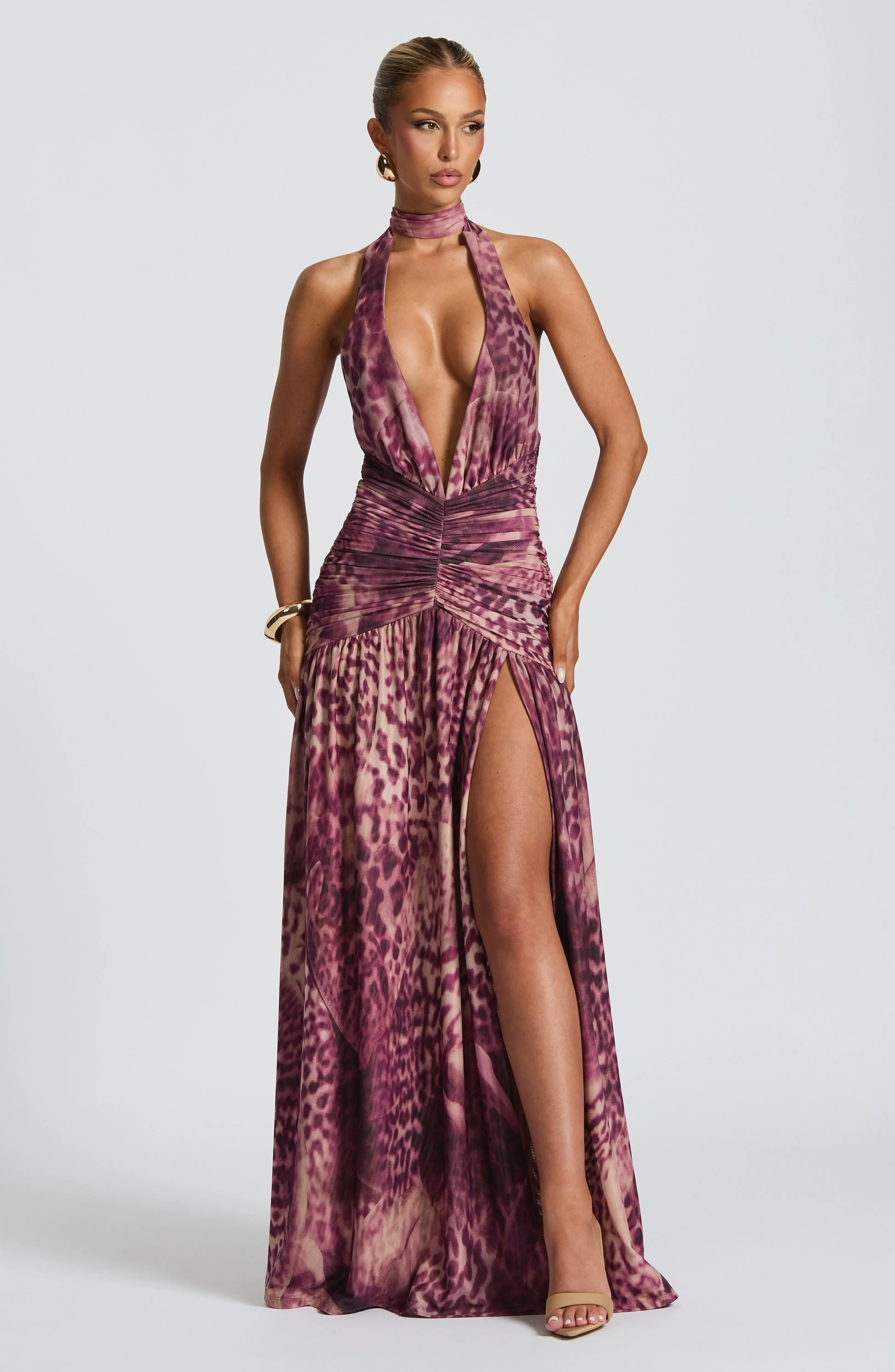 Melania Maxi Dress - Magenta Orchid Print - Image 6