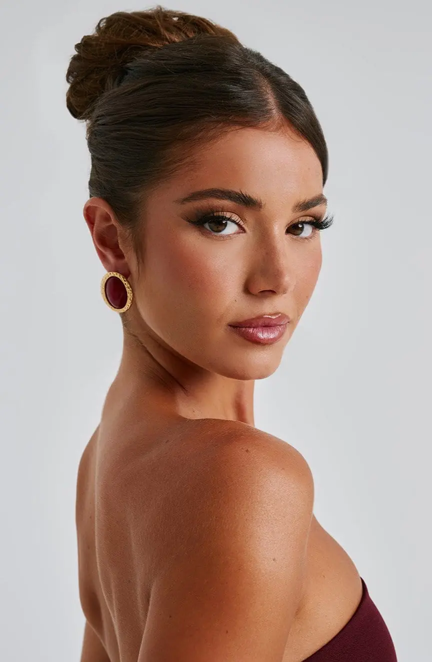 Eloise Earrings - Red/Gold - Image 3
