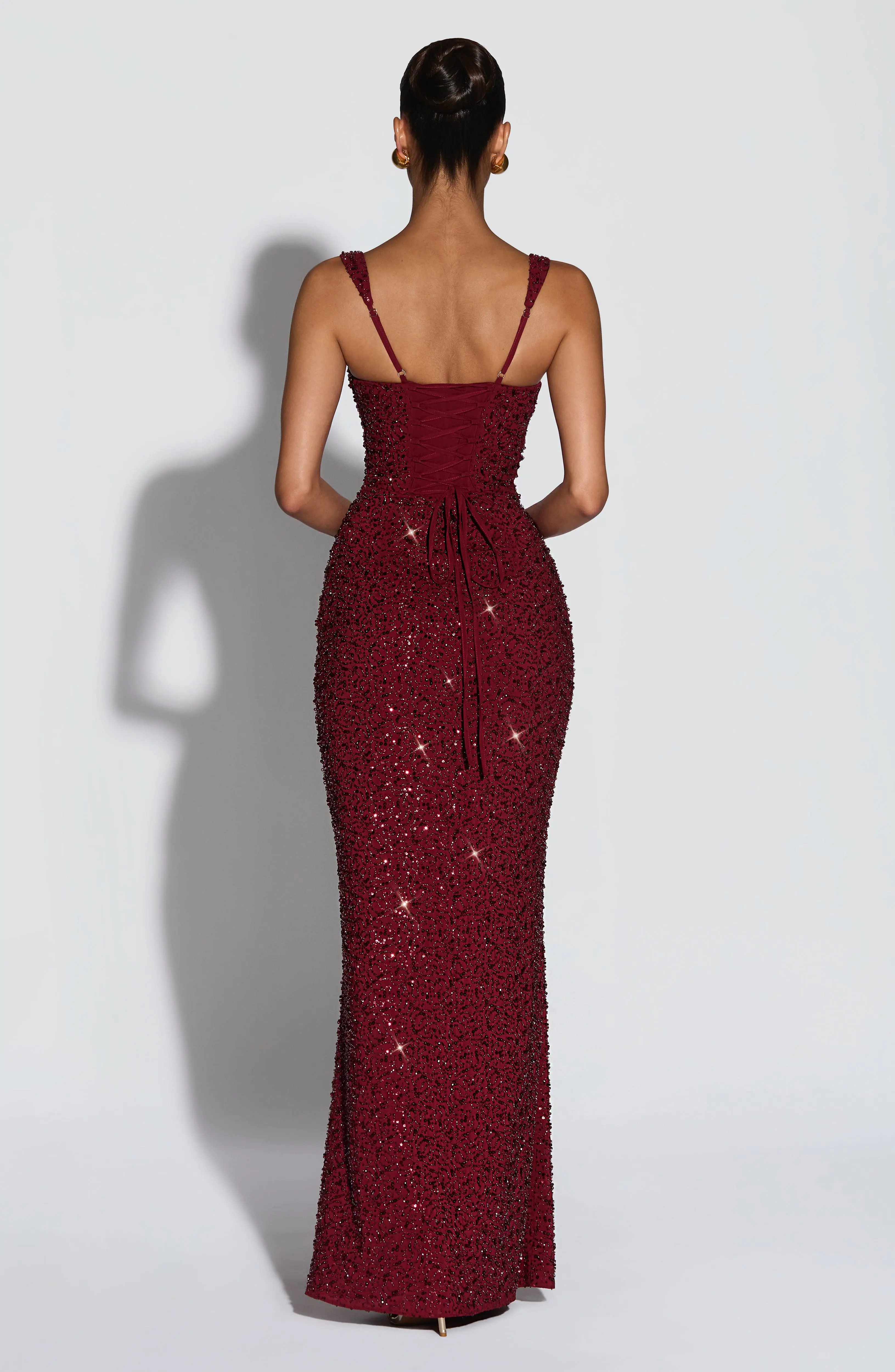 Calanthe Maxi Dress - Burgundy Sparkle - Image 2