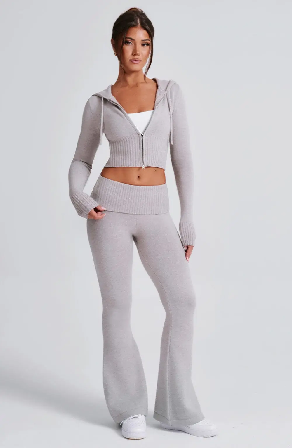 Portia Knit Pants - Light Grey Marl - Image 12