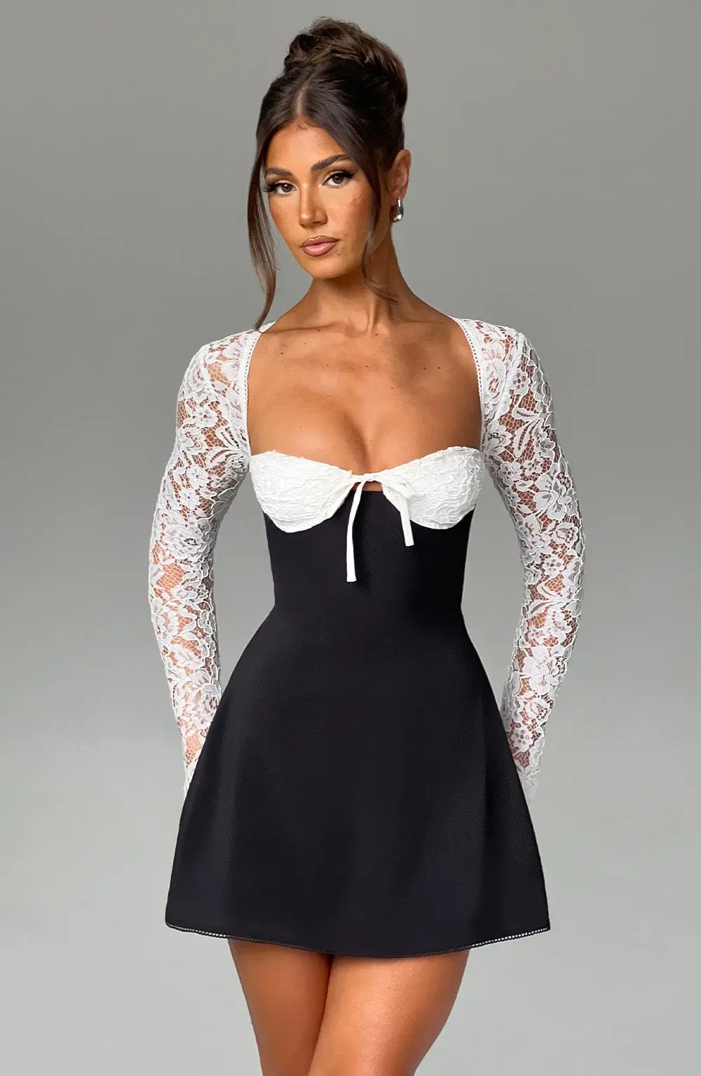 Jacinta Mini Dress - Black/White - Image 8