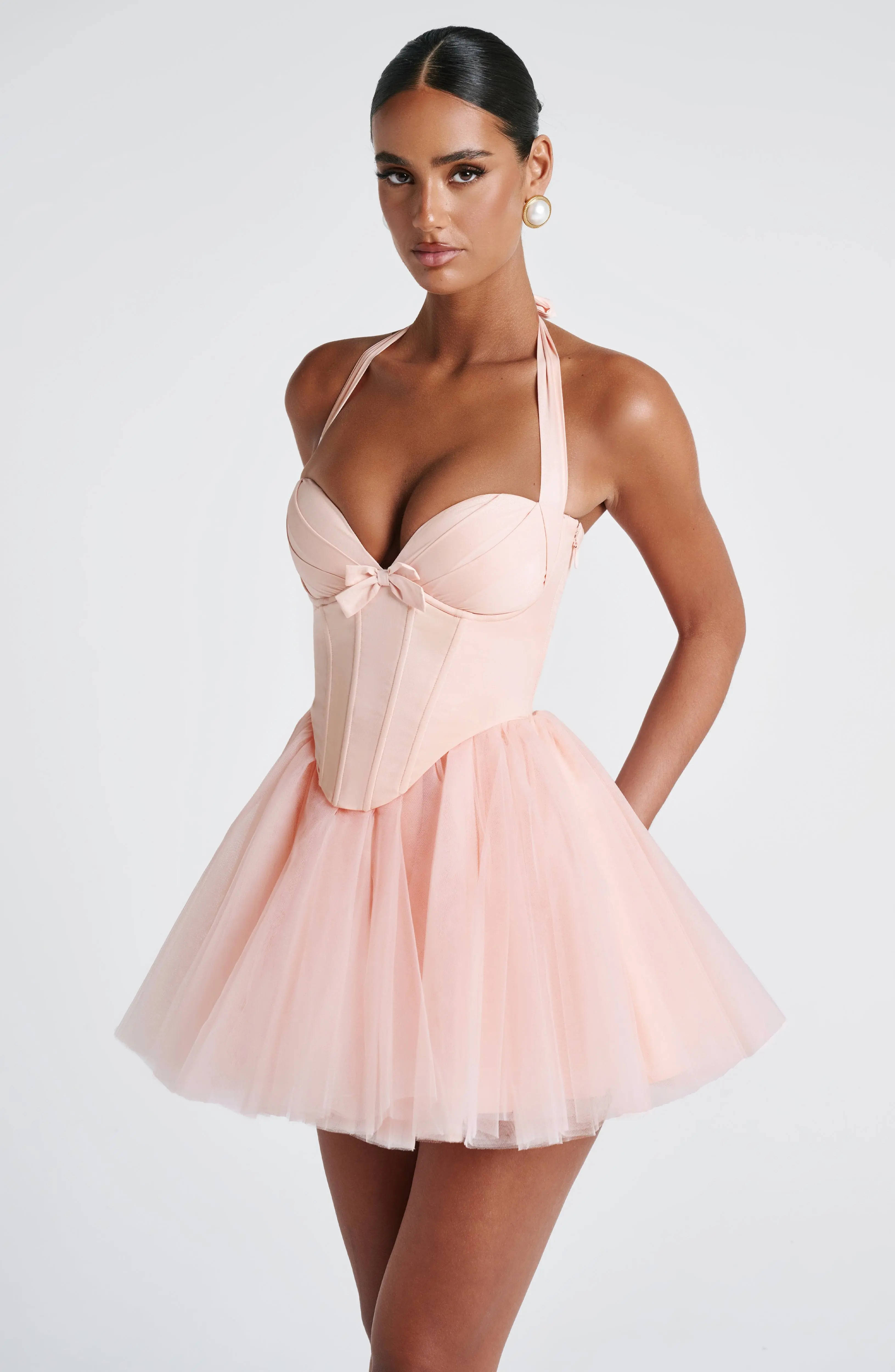 Keely Mini Dress - Soft Peach - Image 6