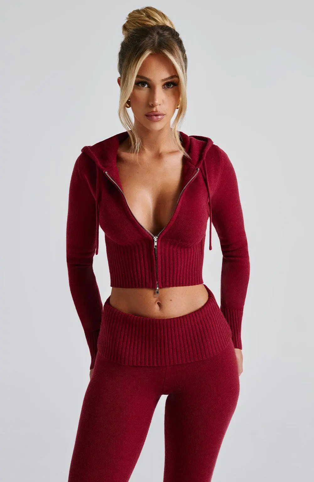 Portia Knit Hoodie - Red - Image 9