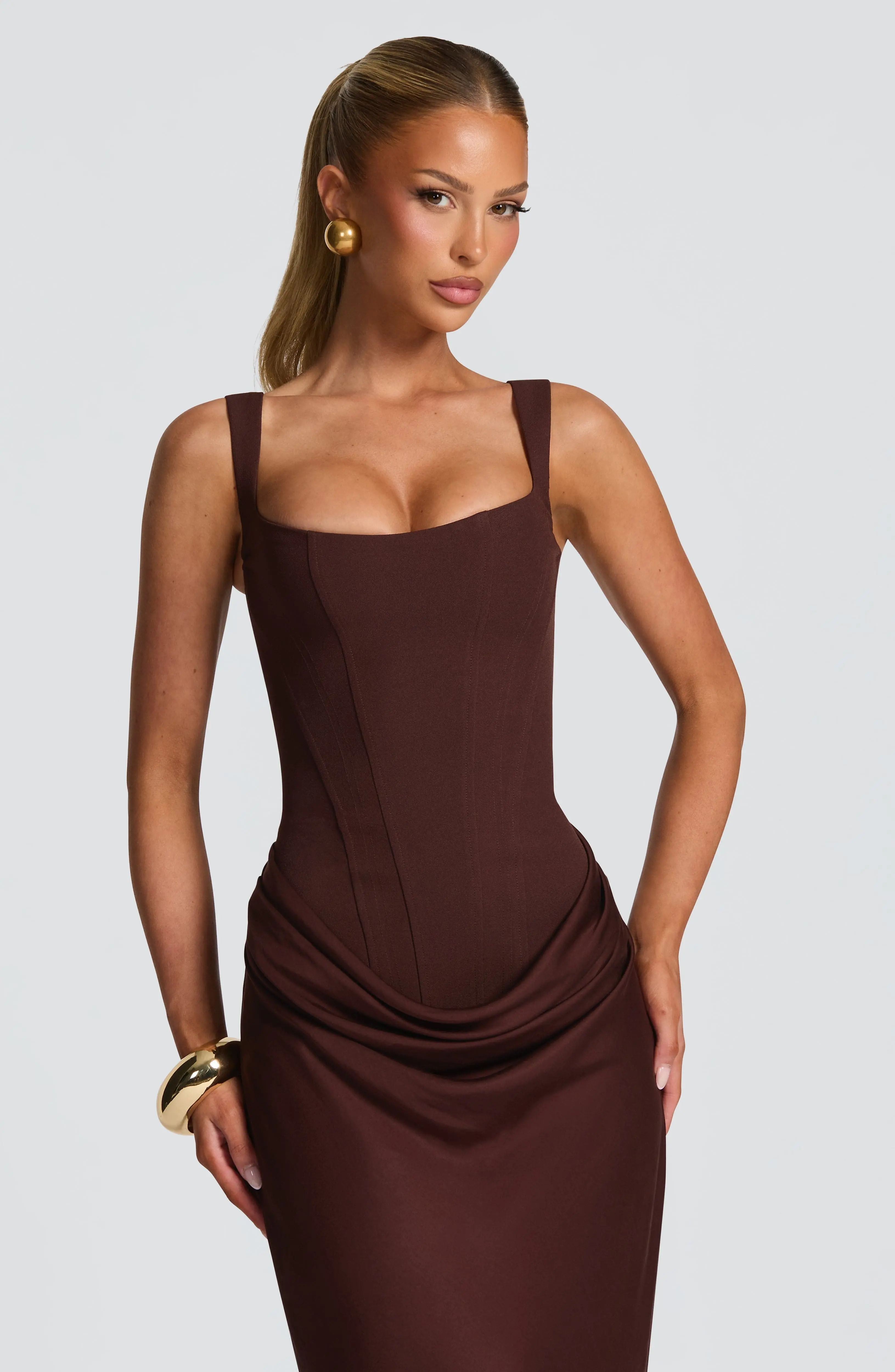 Cornelia Maxi Dress - Plum Brown - Image 5