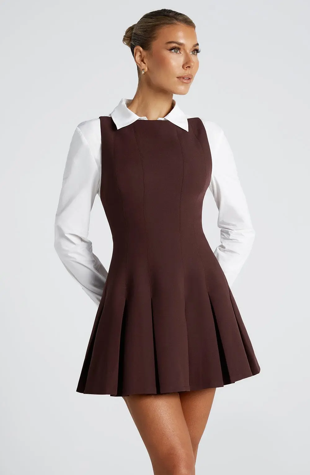 Rory Mini Dress - Plum Brown - Image 6