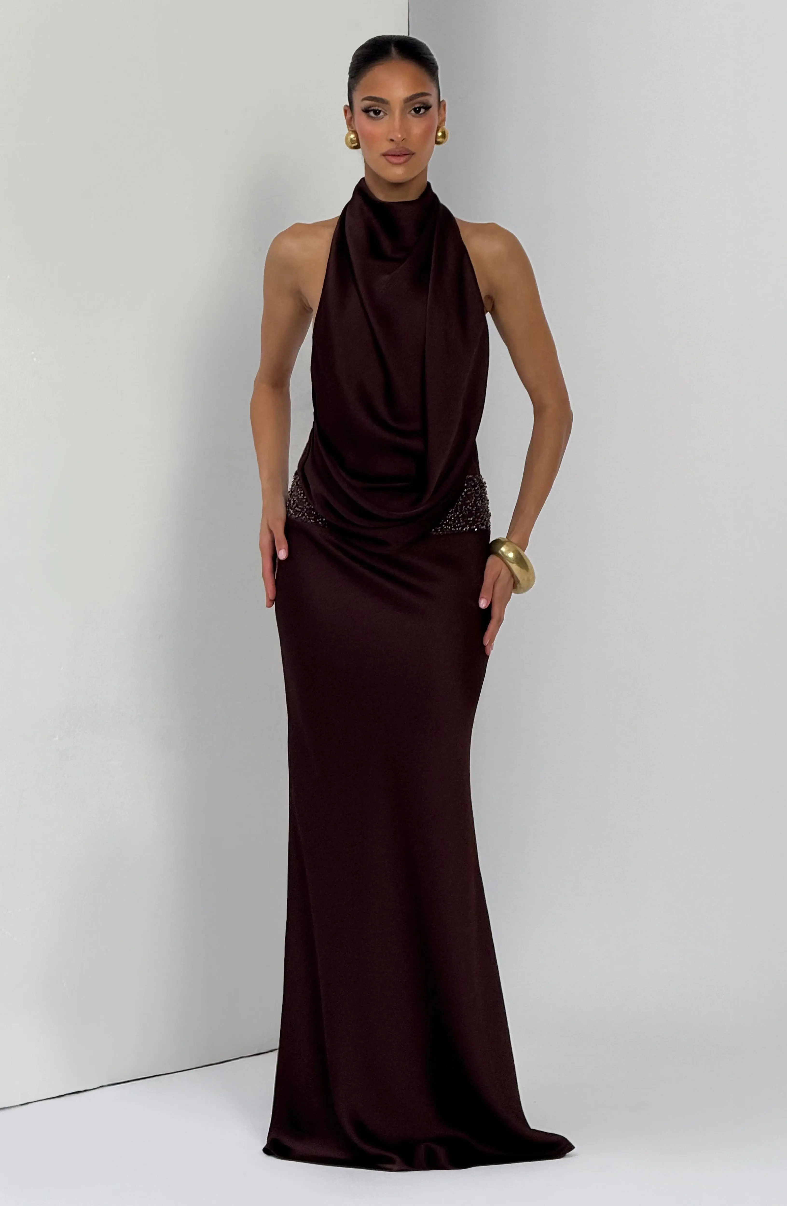 Armelle Maxi Dress - Plum Brown - Image 11