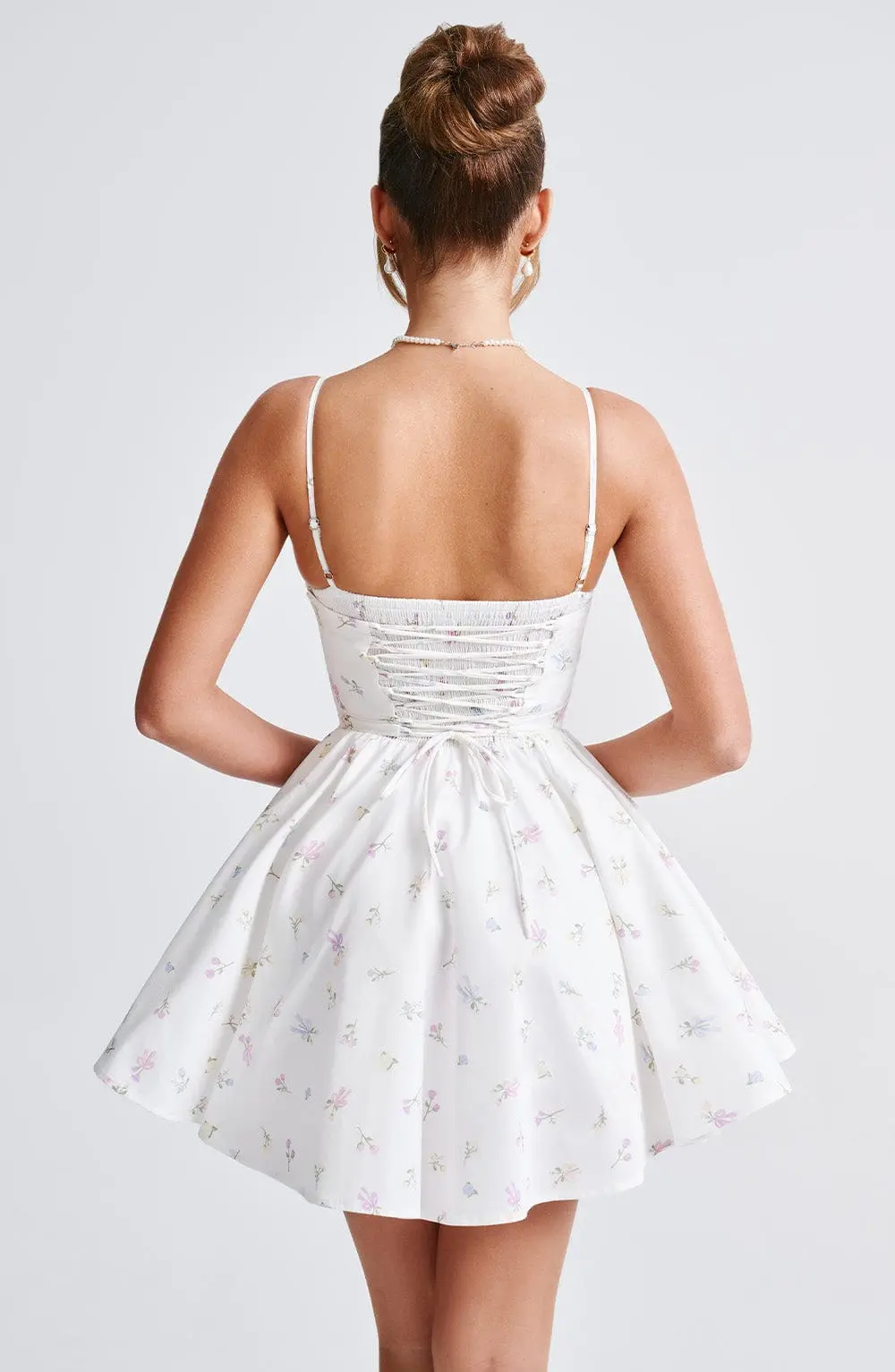 Analeigh Mini Dress - White Multi Floral Print - Image 3